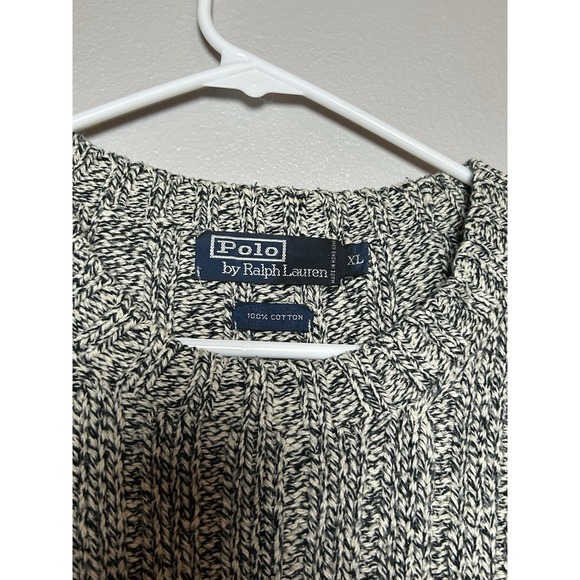 VTG POLO RALPH LAUREN GRAY & Navy AMERICAN FLAG SWEATER XL Americana Preppy 90s - Picture 6 of 9